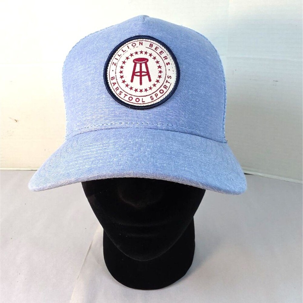 NWOT Barstool Sports Zillion Beers Logo Light Blue Hat Cap Mesh SnapBack